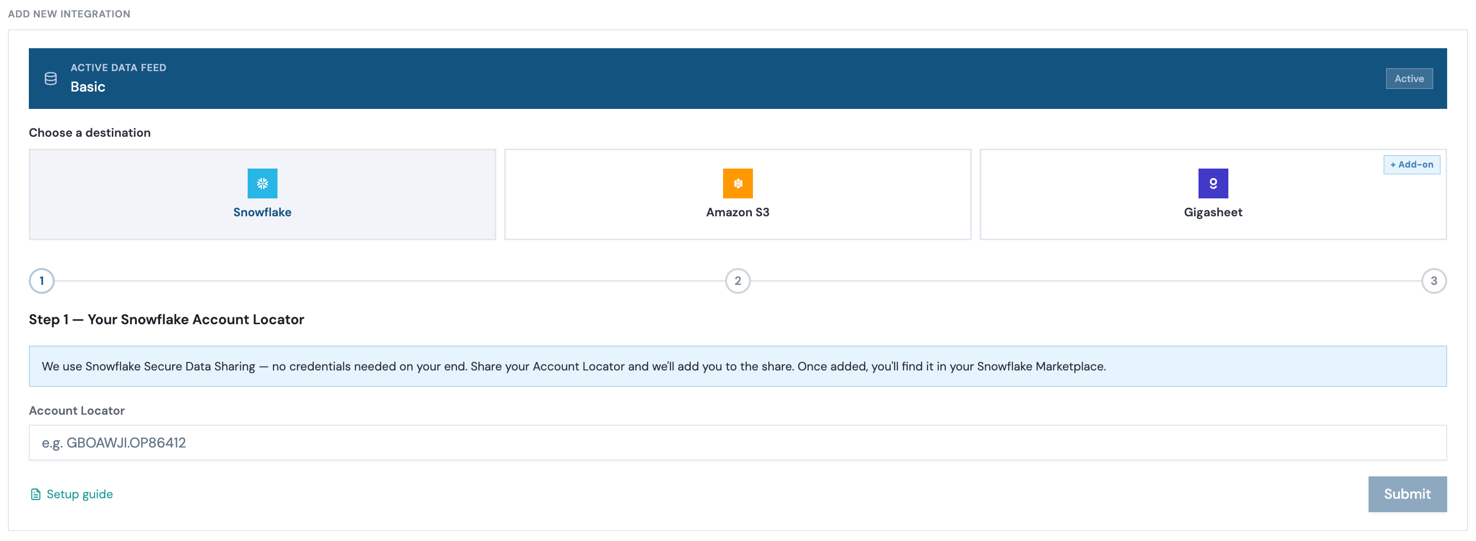 Setting up your Snowflake integration in RevenueBase.