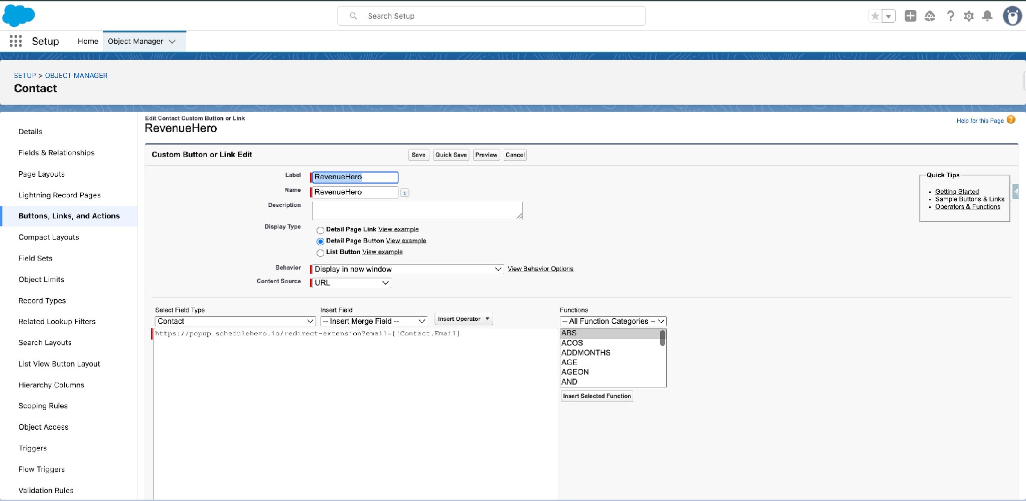 Create Revenuehero Button