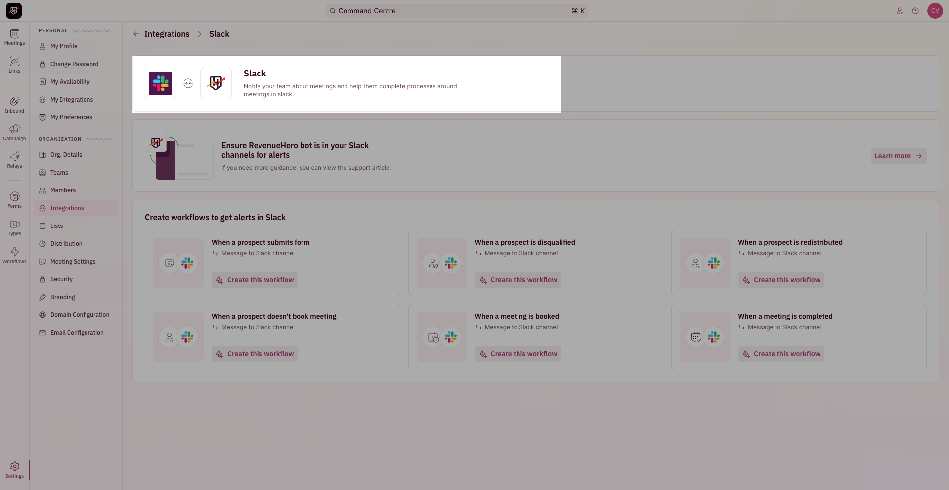 Slack integrated