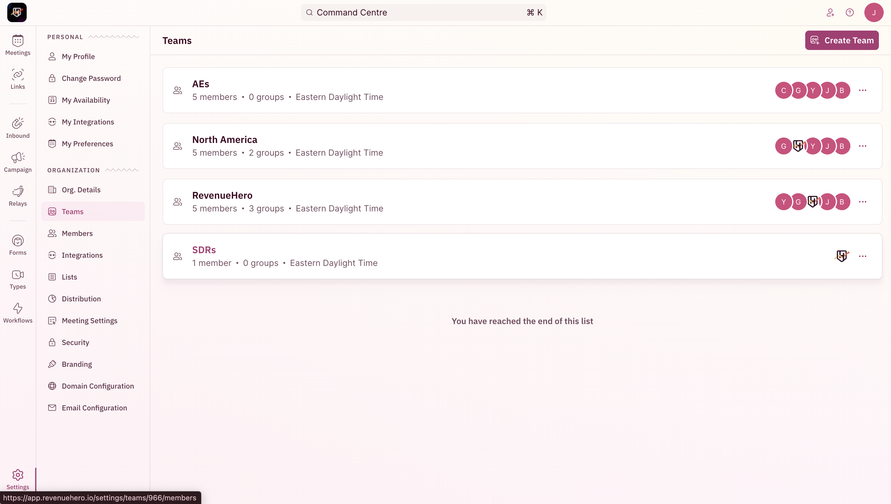 Create your teams - RevenueHero Docs