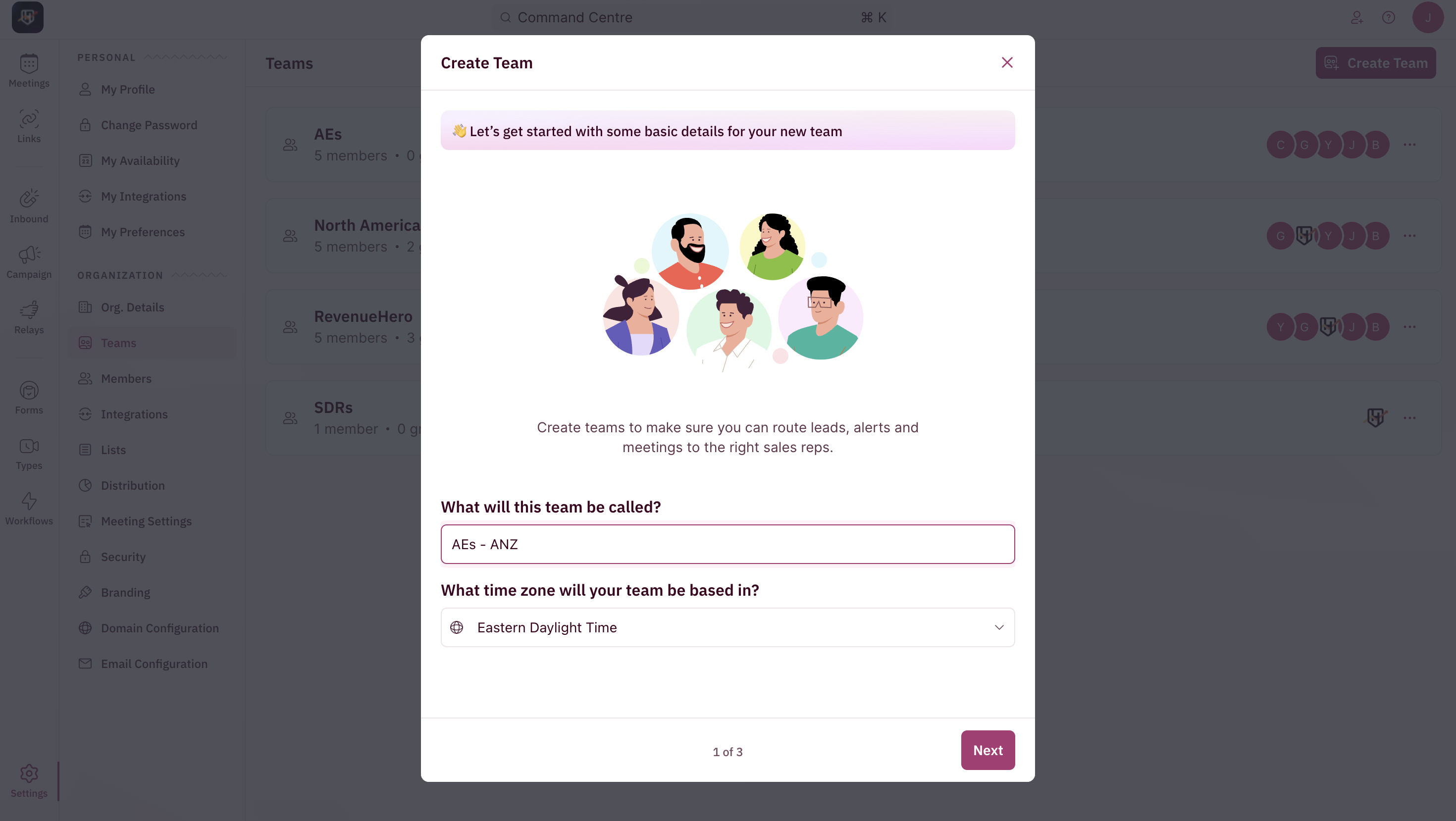 Create your teams - RevenueHero Docs