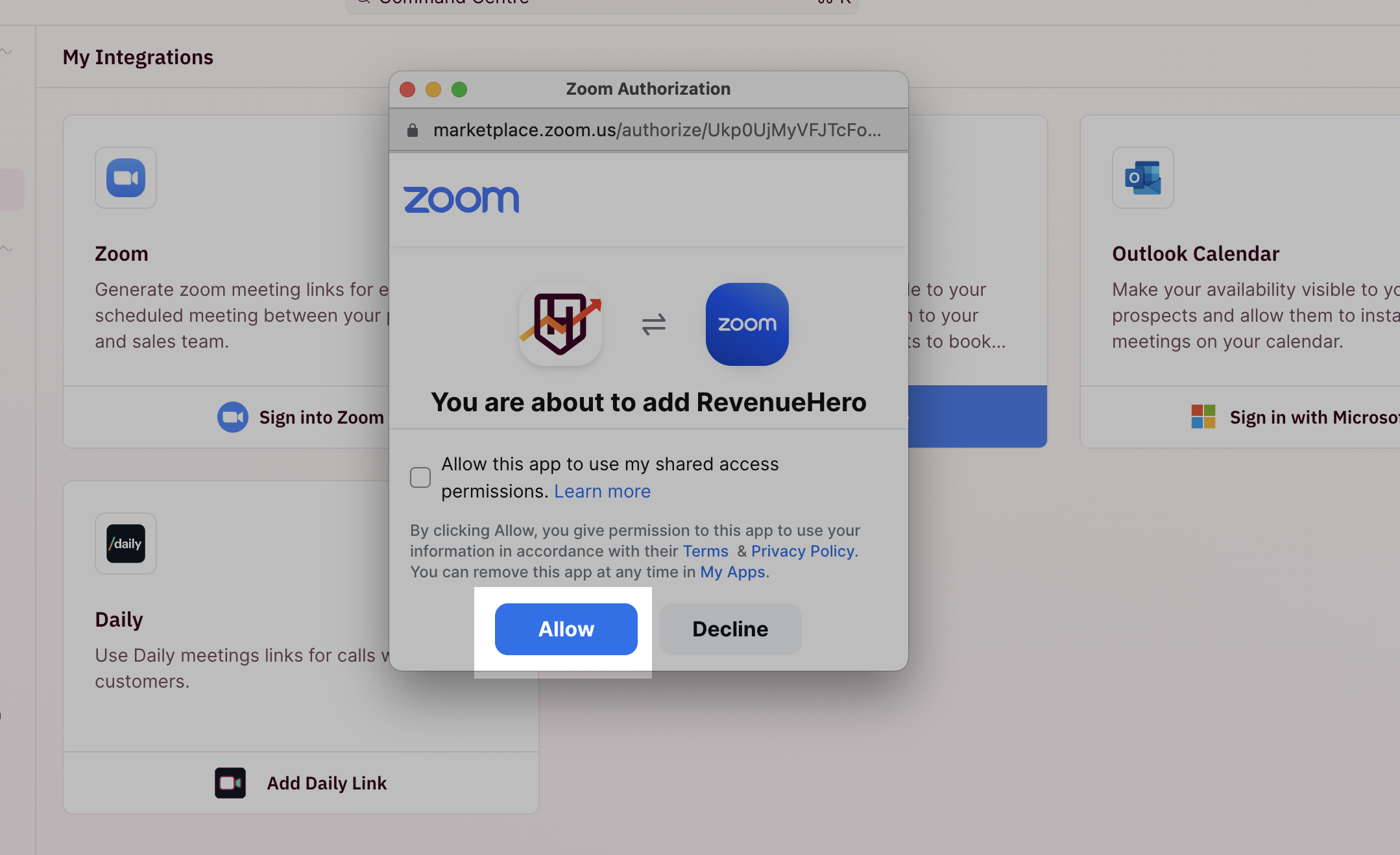 Zoom app permissions