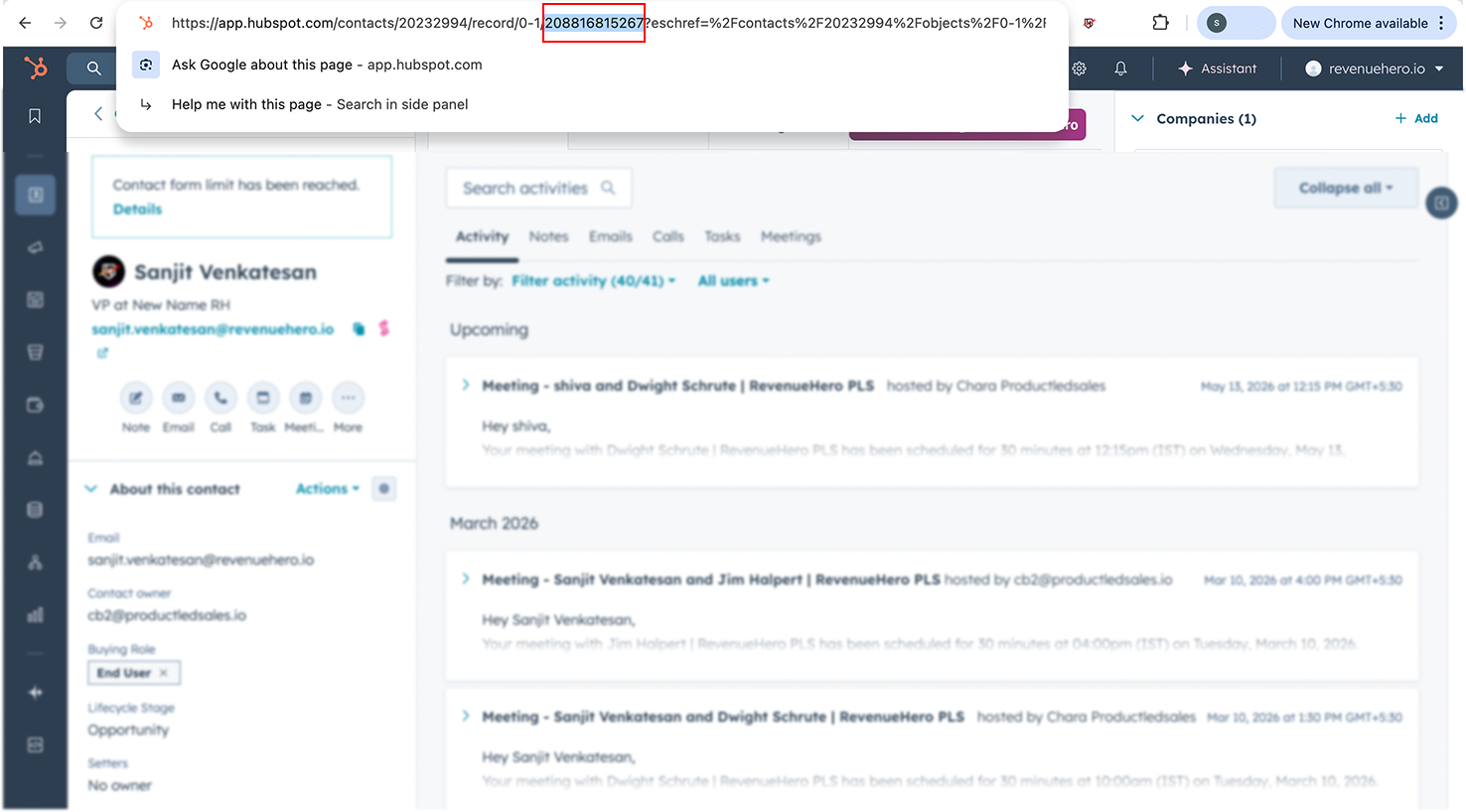 Copy CRM ID from Hubspot record