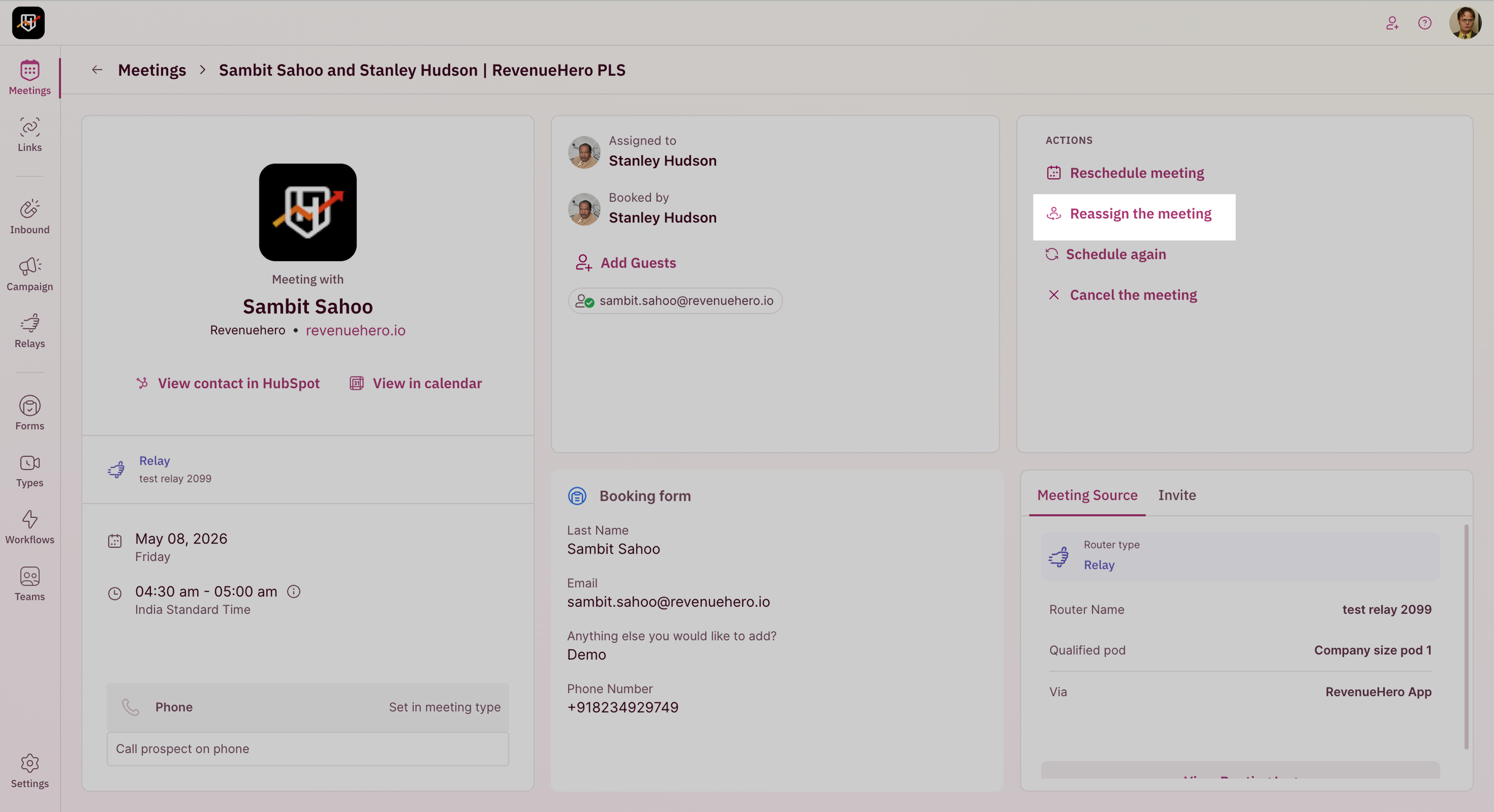 Reassign Meeting
