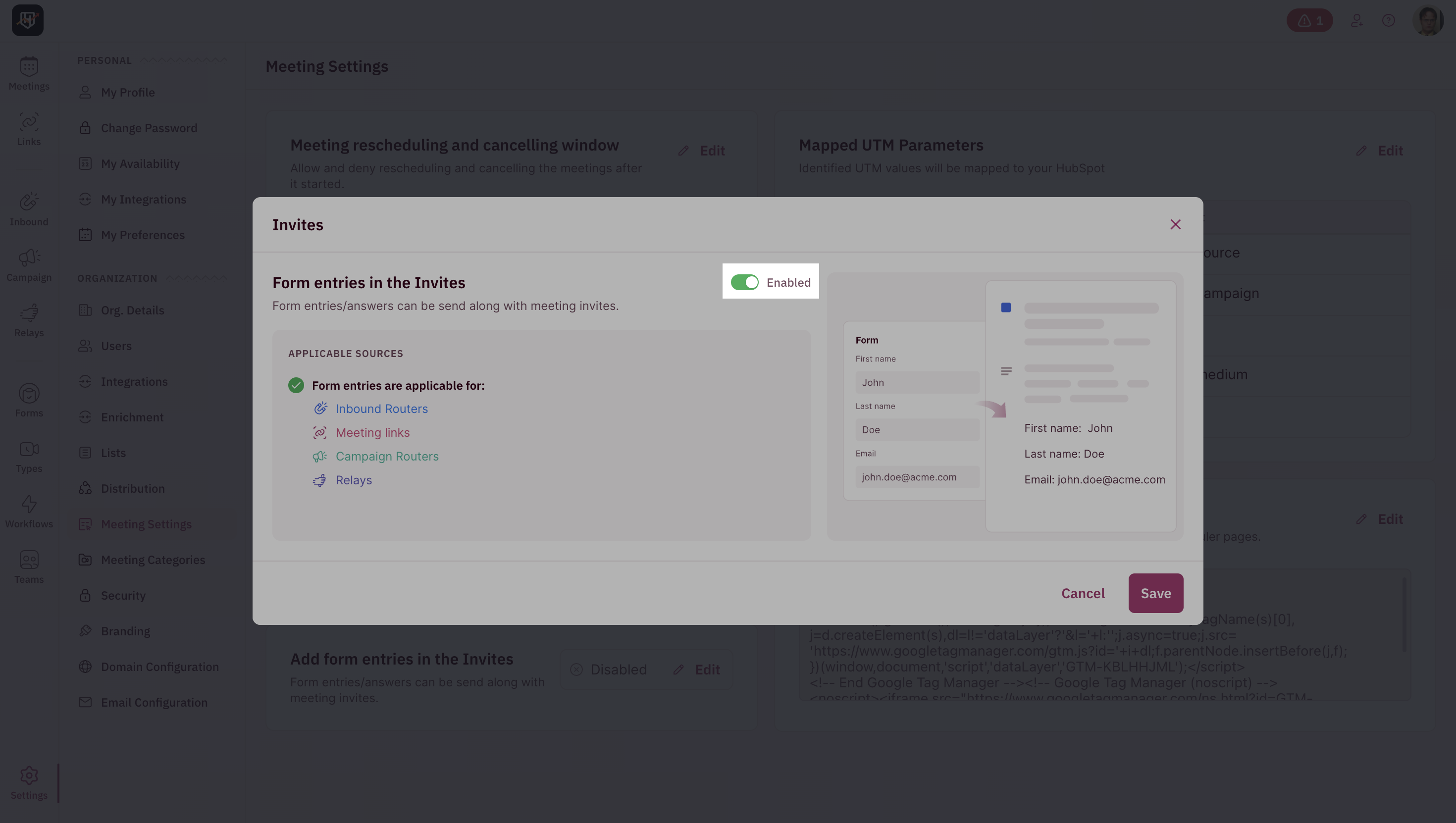 Enable Add Form Entries in Invites