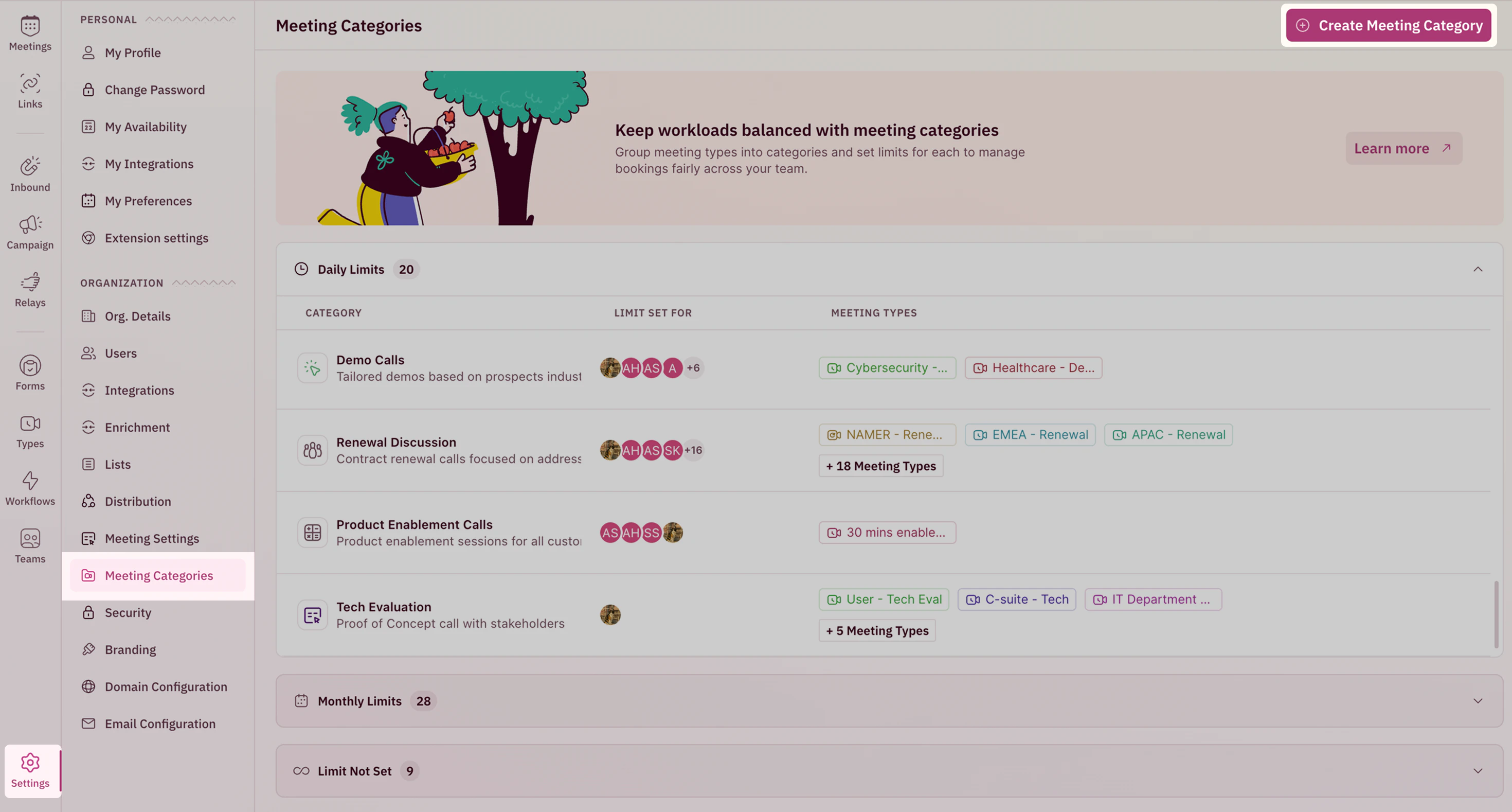 How to navigate to Meeting Category