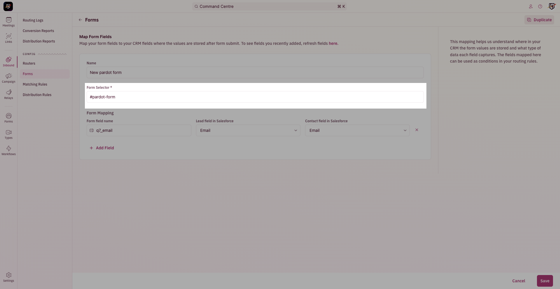 Map Pardot form