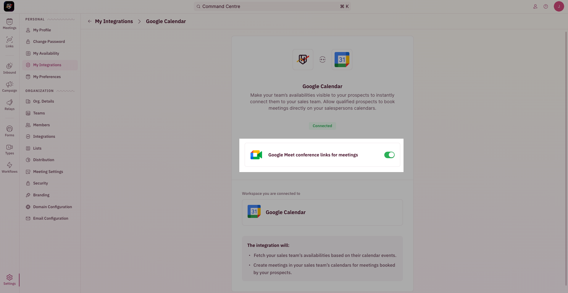 Google Meet turn on