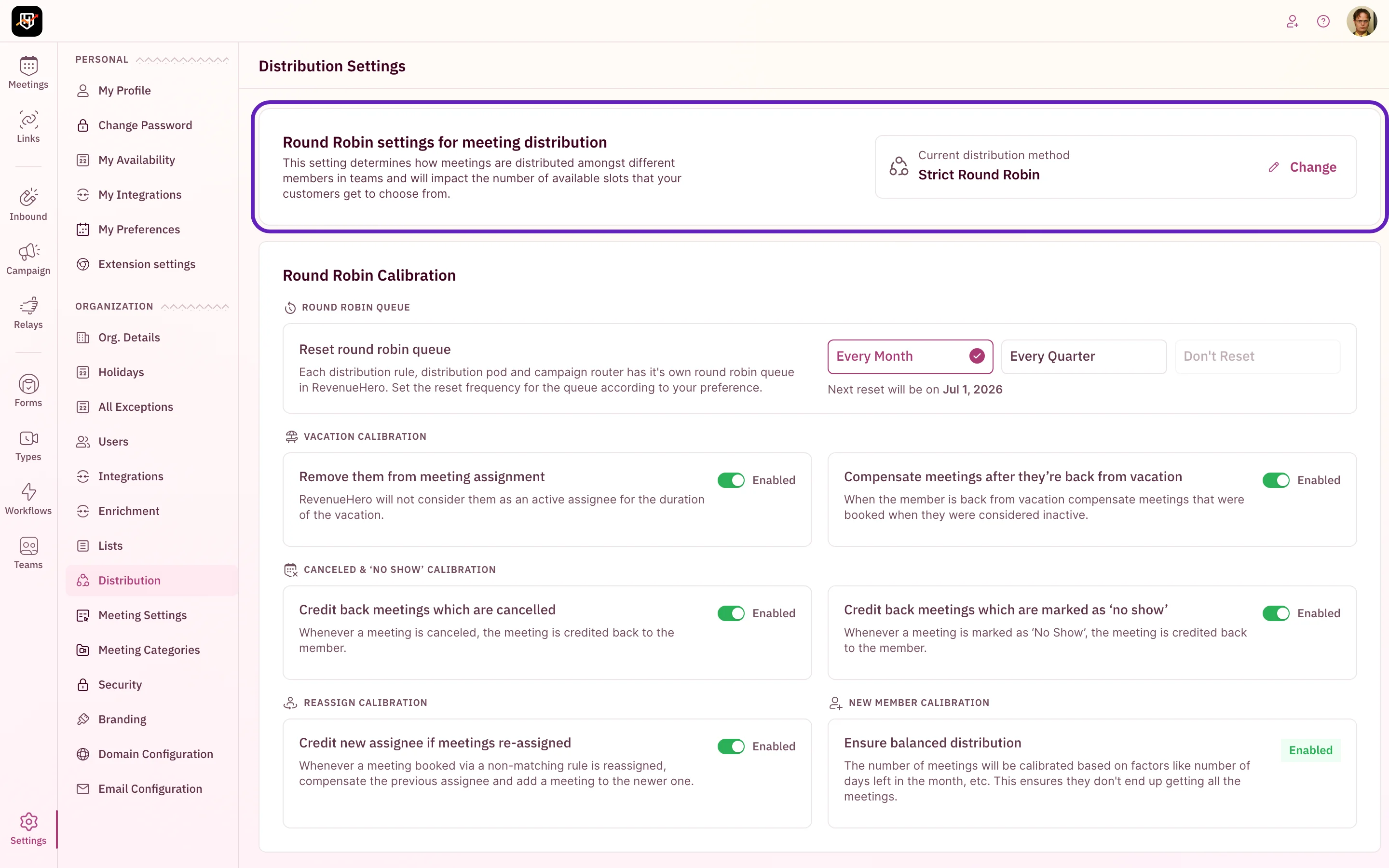 Balanced Round Robin 01 Distribution Settings
