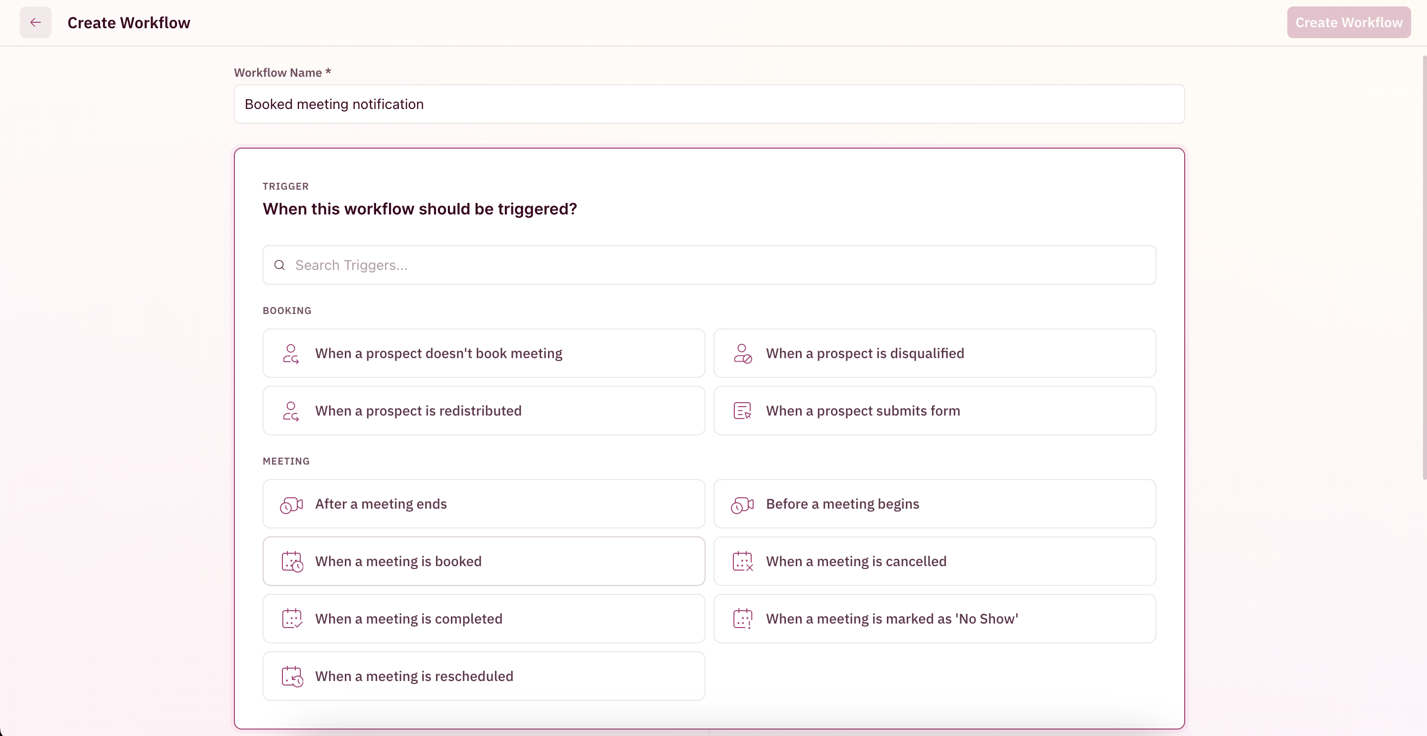 Choose workflow trigger