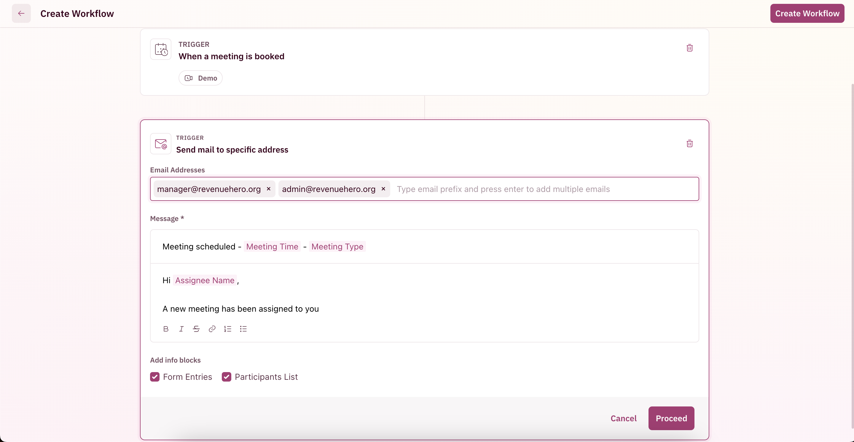 Assignee email action