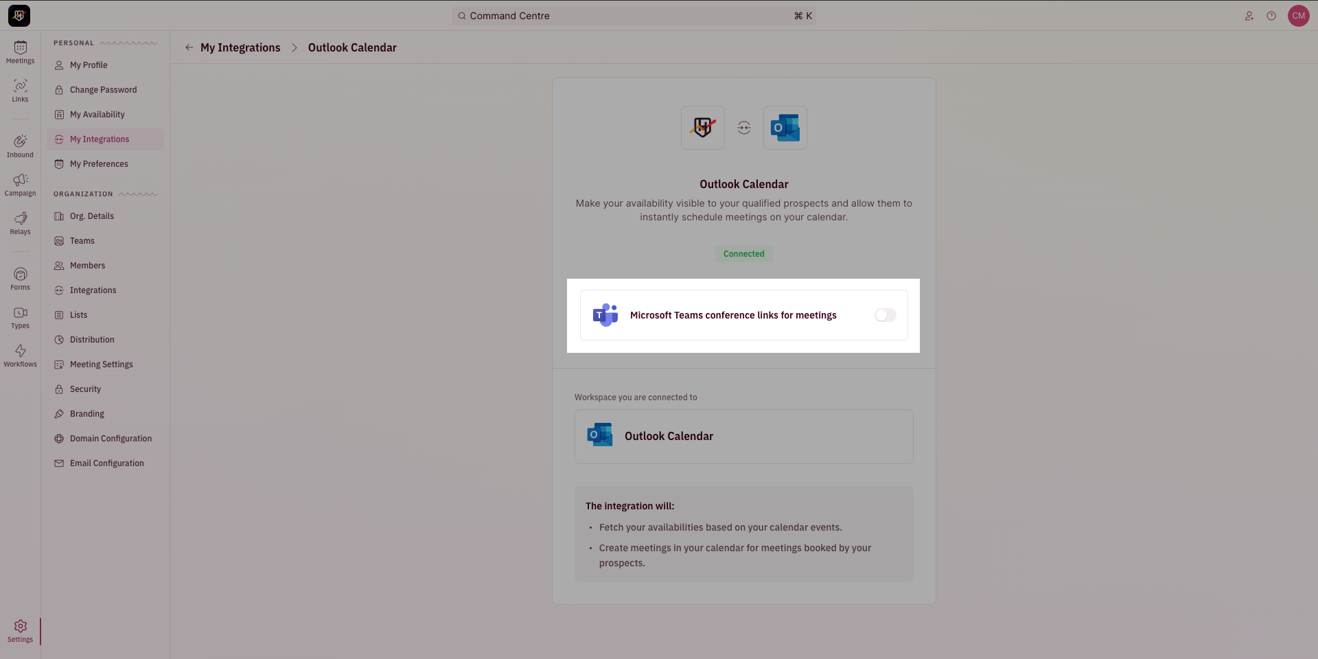 MS Teams toggle