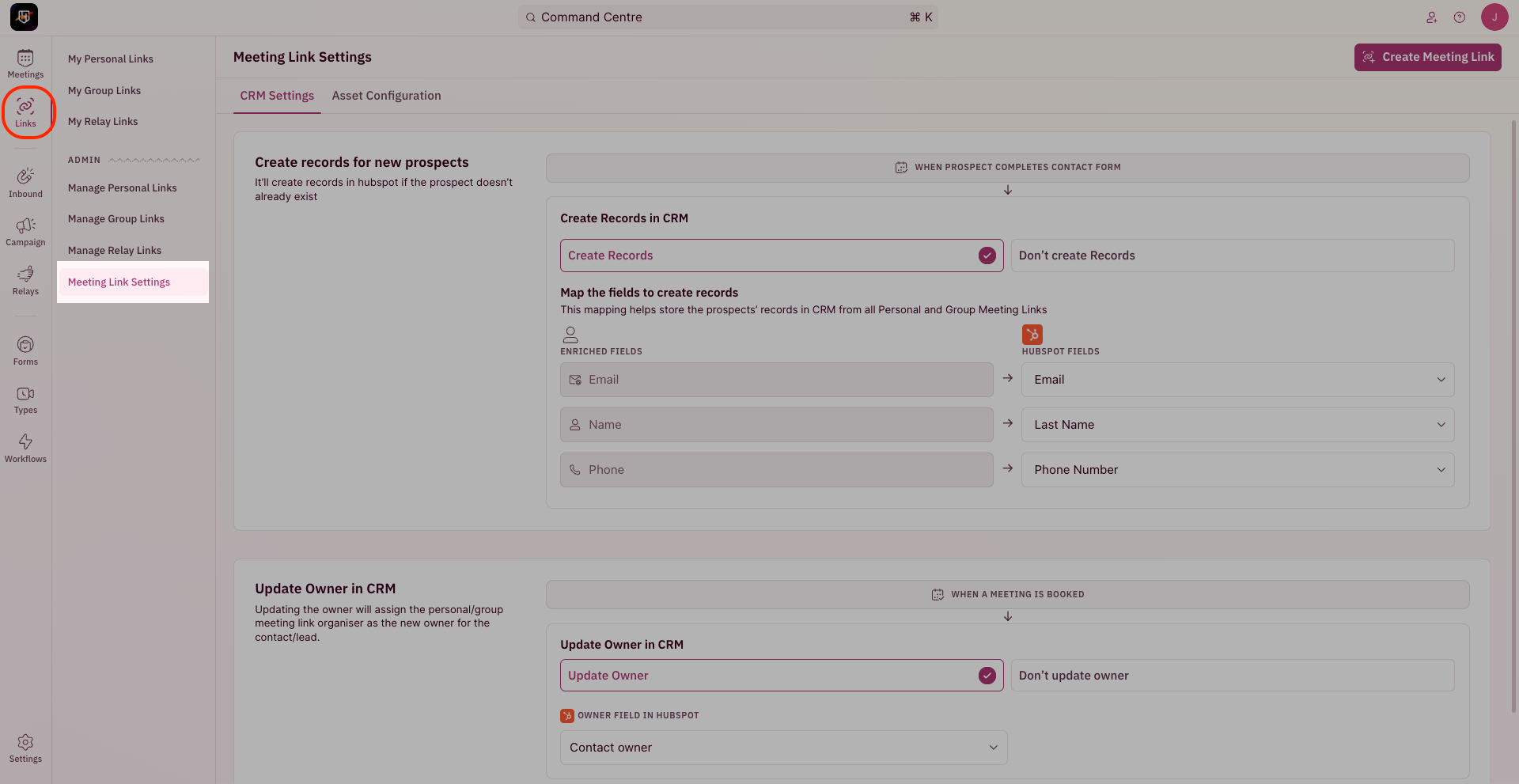 Managing Meeting Links - RevenueHero Docs