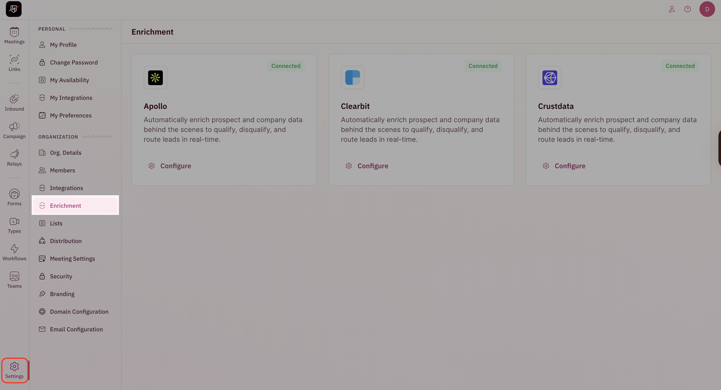 Enrichment Settings 1 Pn
