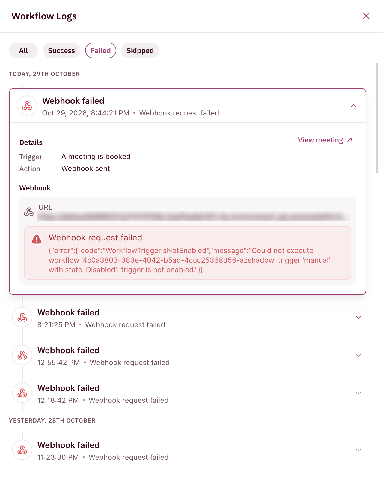 Workflow Logs 04 Failed Detail
