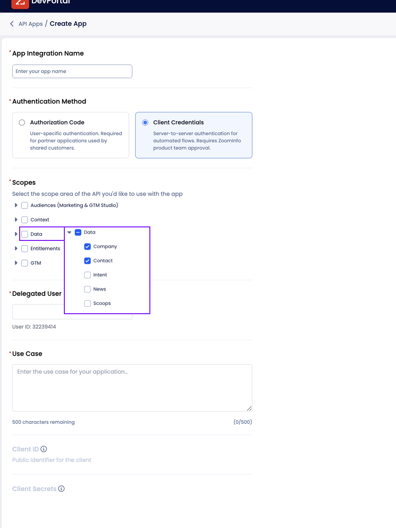 Zoom Info Data Scope