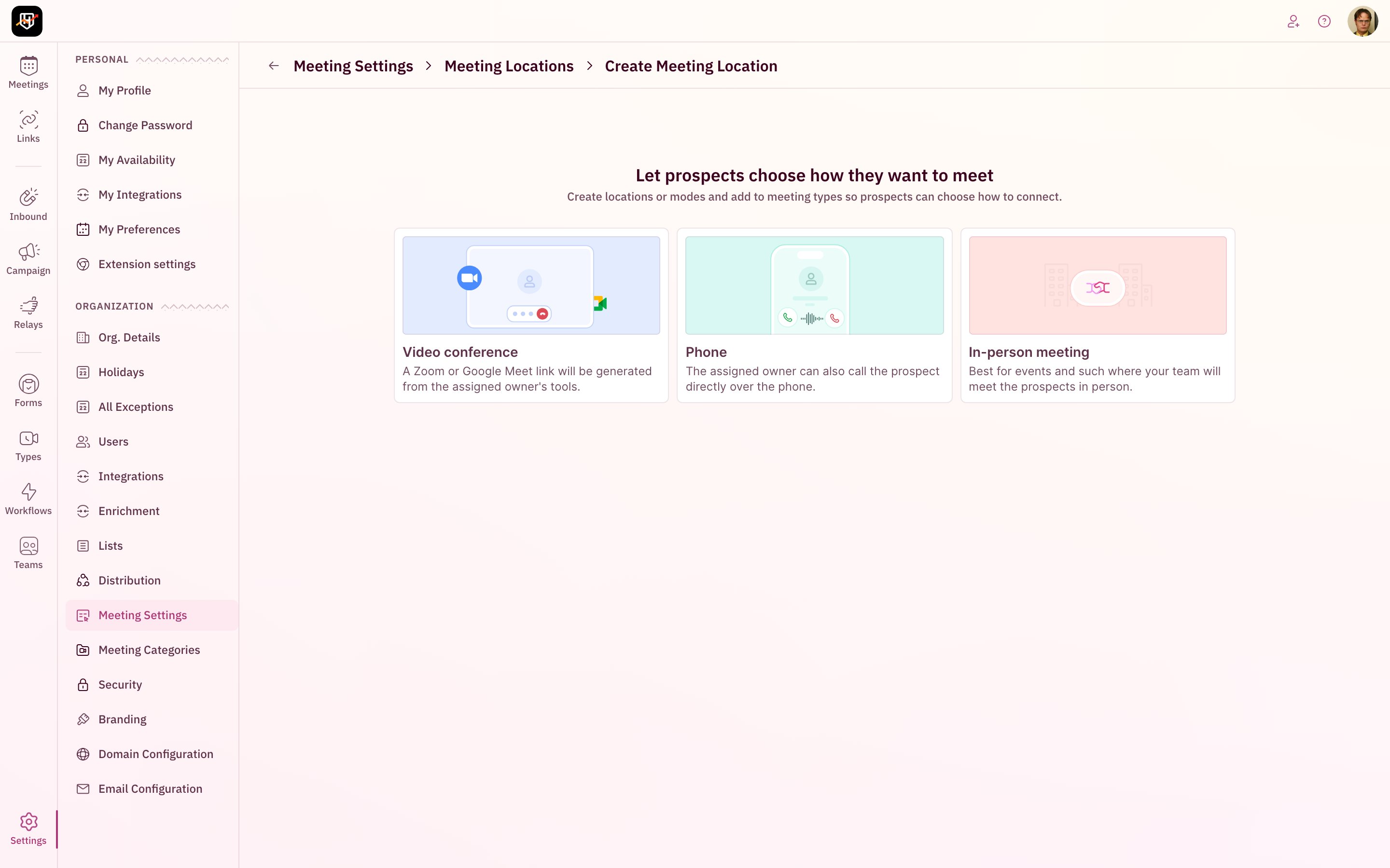 Meeting Locations 02 Type Picker
