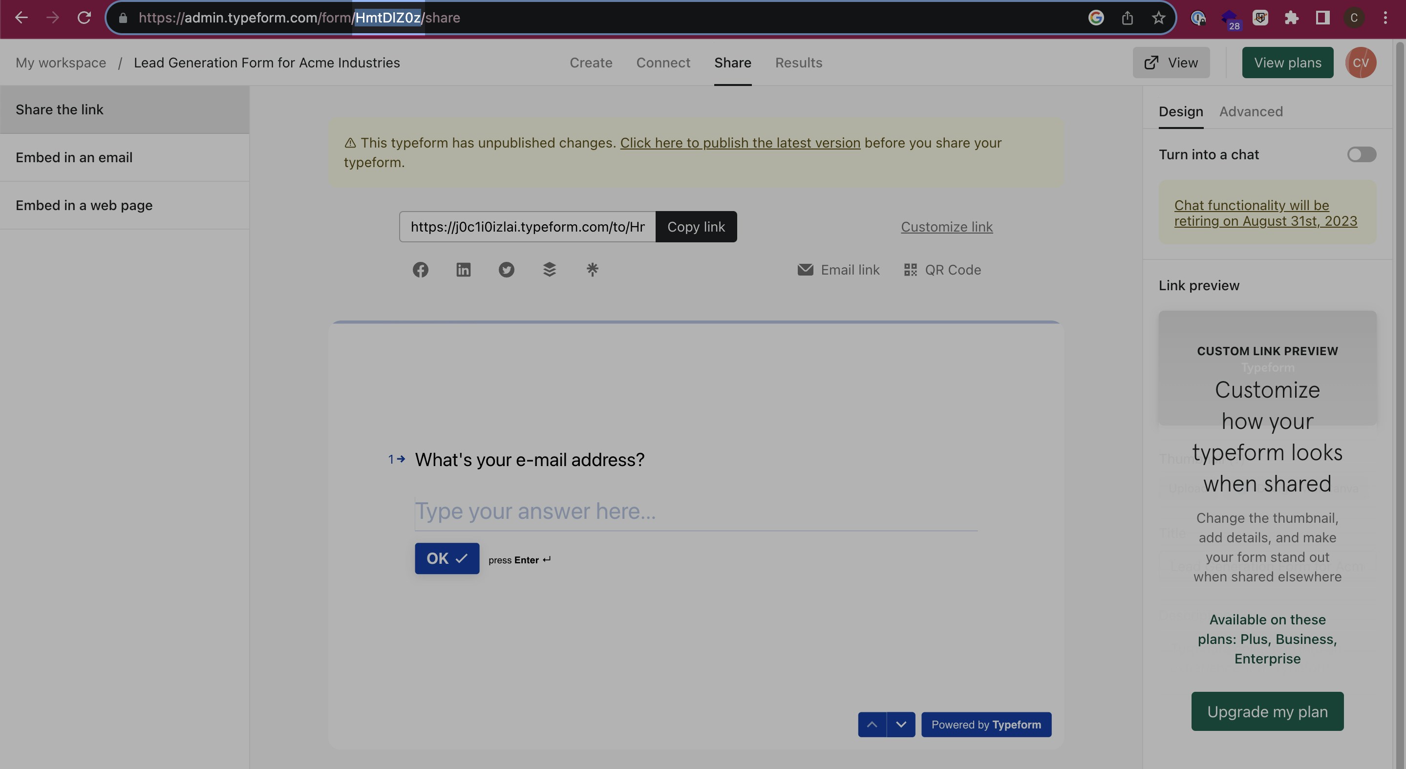 Typeform form ID