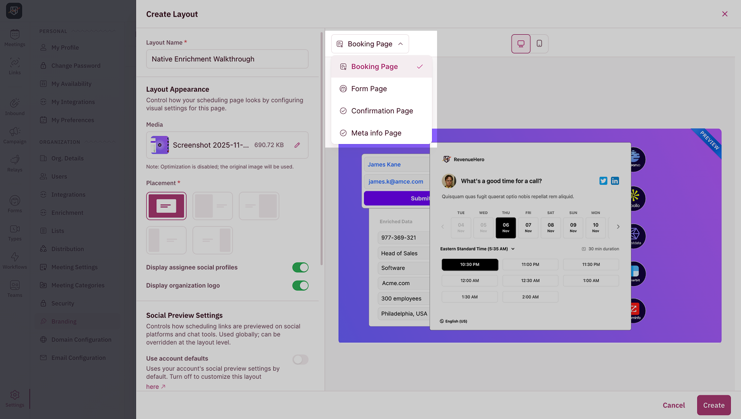 Preview all pages in your scheduling experience