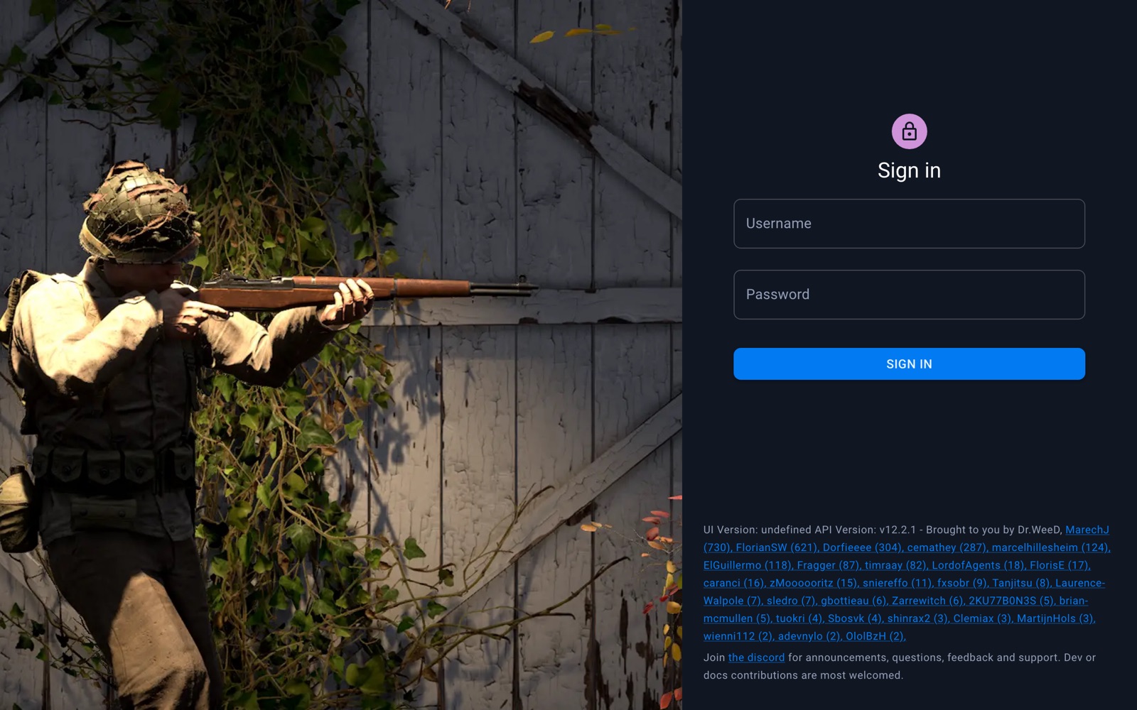 CRCON sign-in page