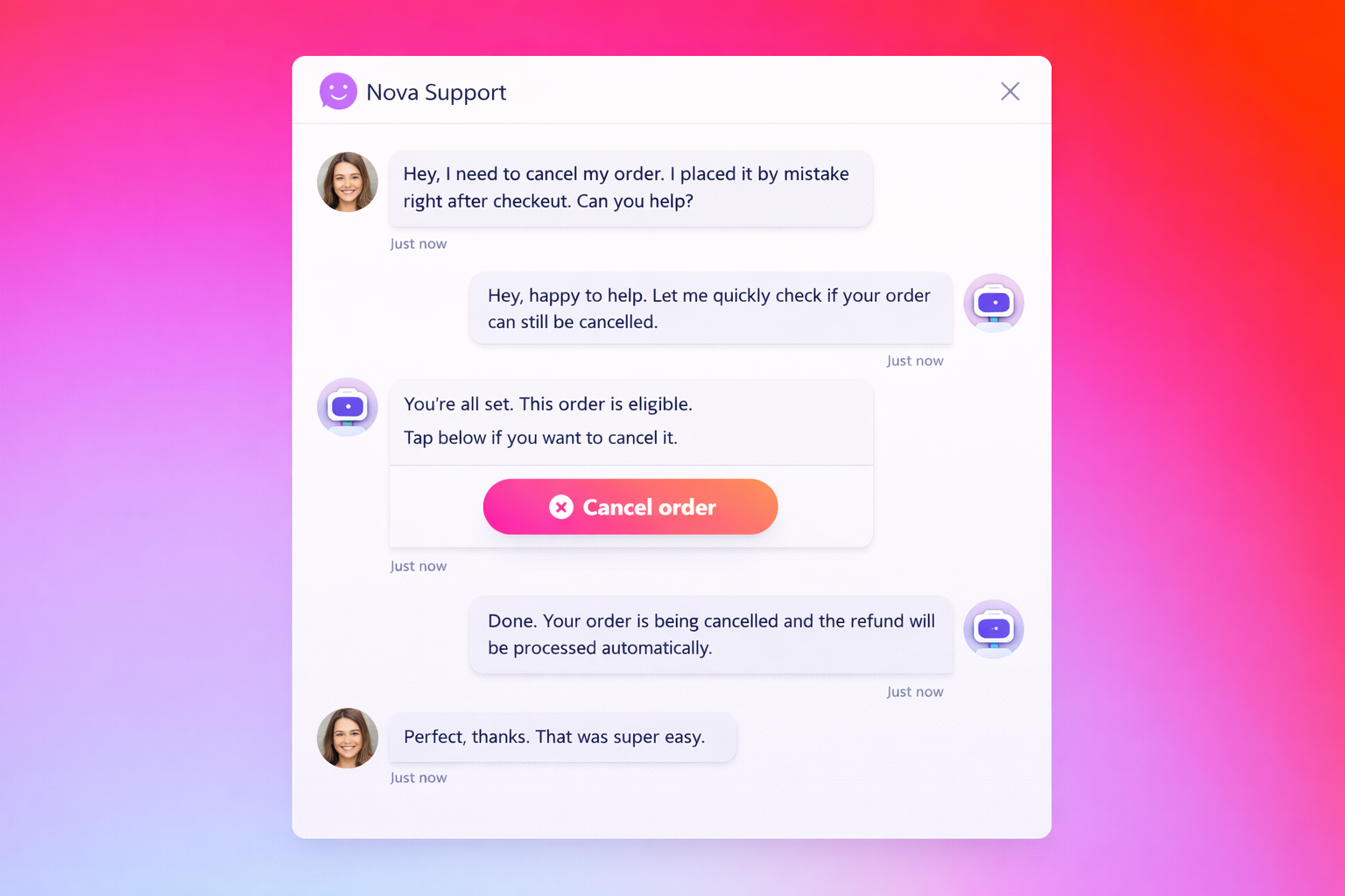 API-powered cancellation button integration Public Order Cancellation API