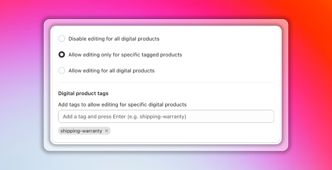 Digital product edit controls in action Digital Product Edit Controls
