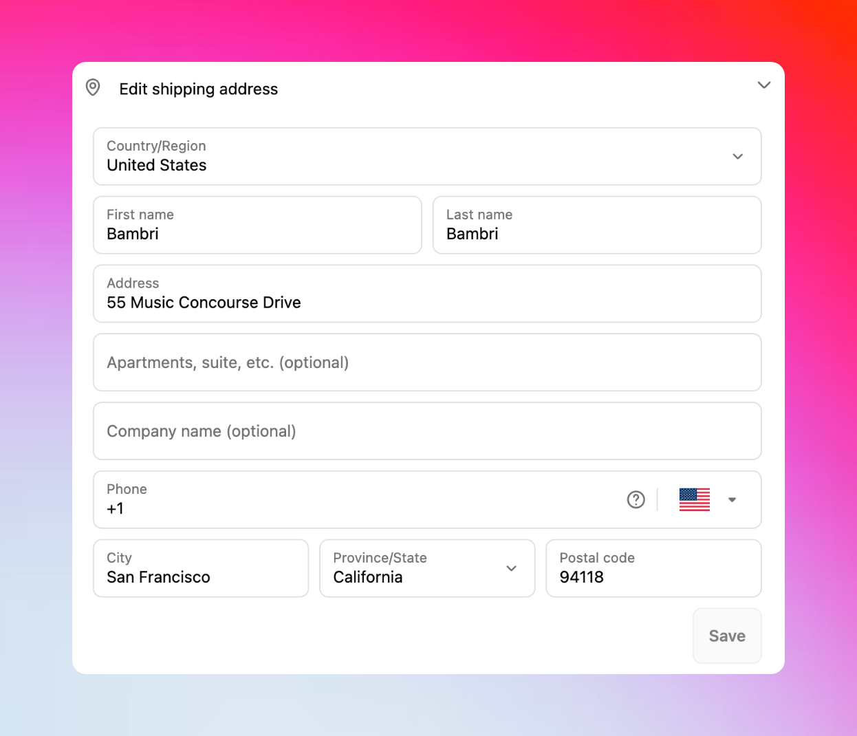Revize shipping address update widget on order status page