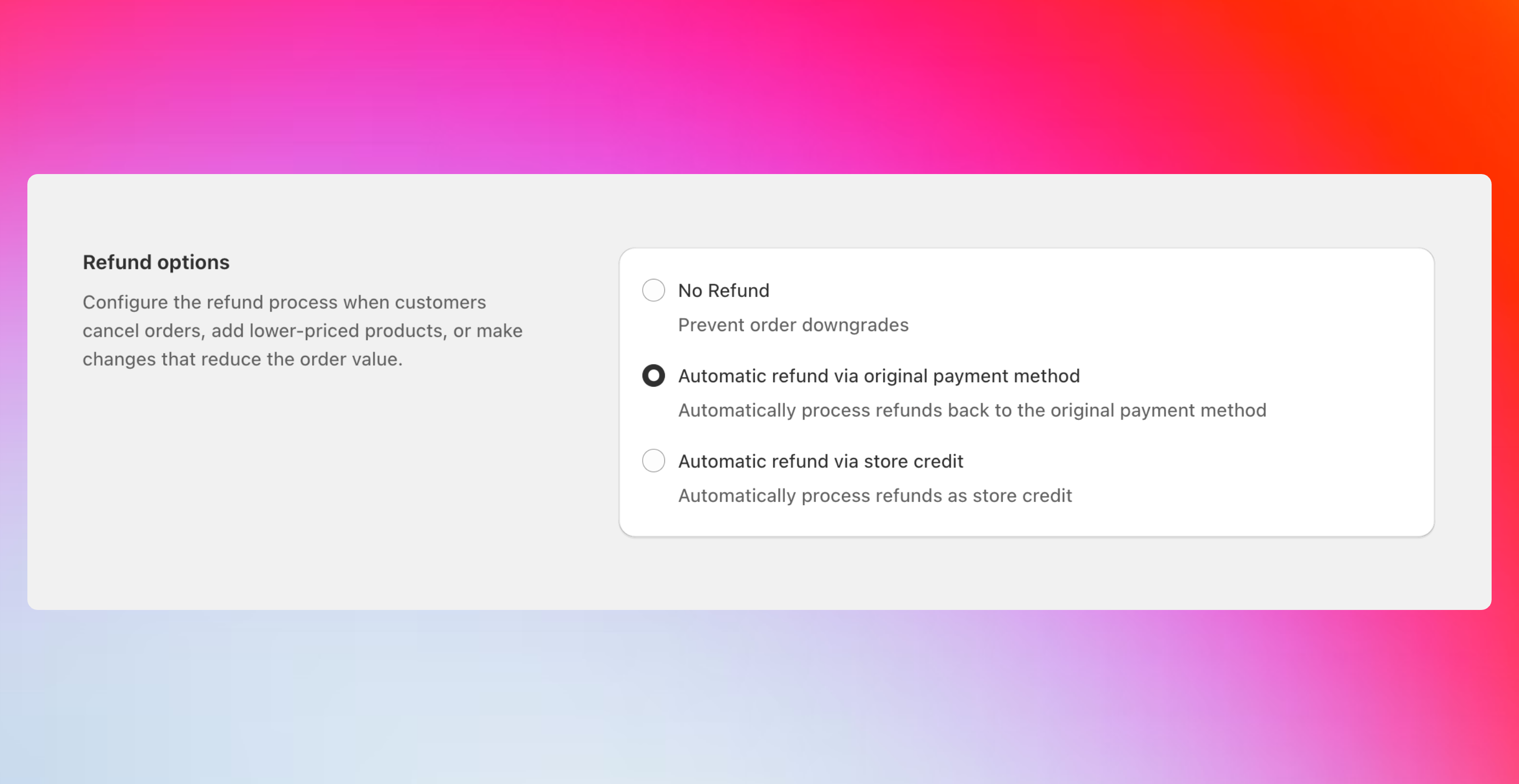 Refund options in Revize