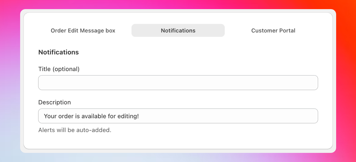 Notifications customization interface
