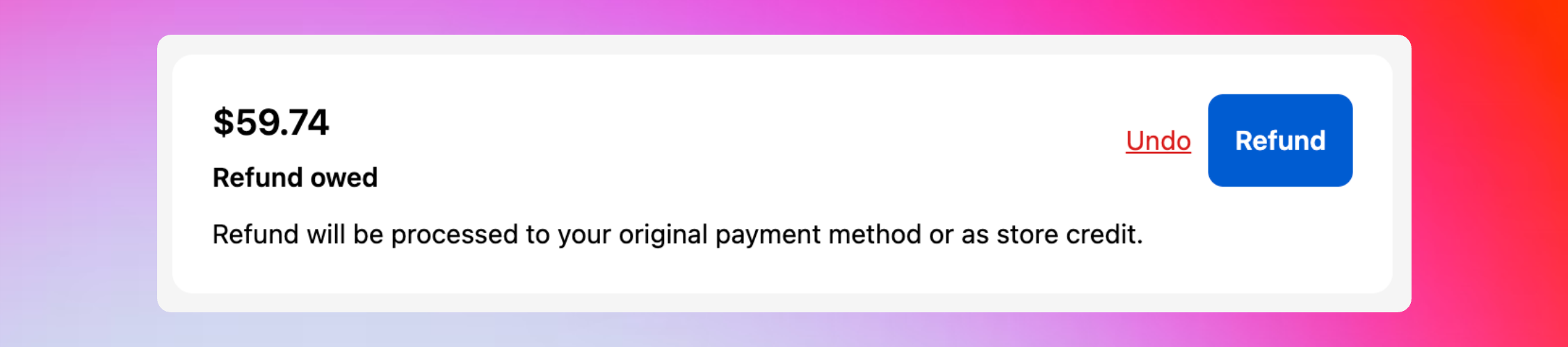 Refund widget when order total decreases