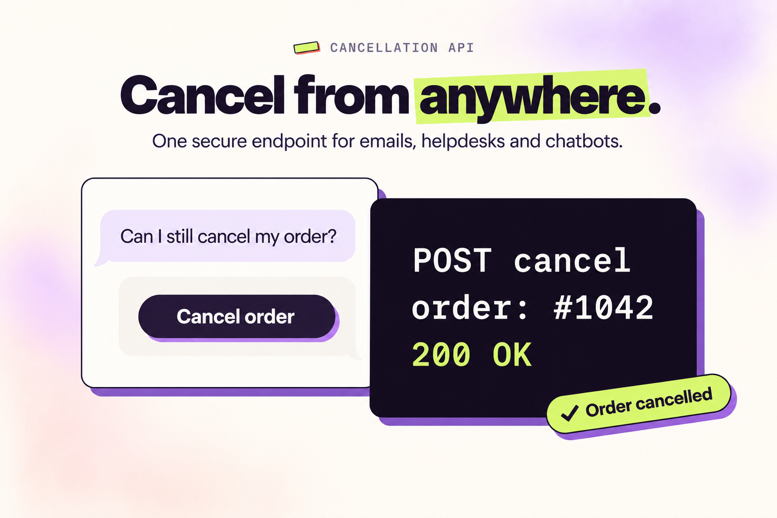 API pública de cancelación de pedidos