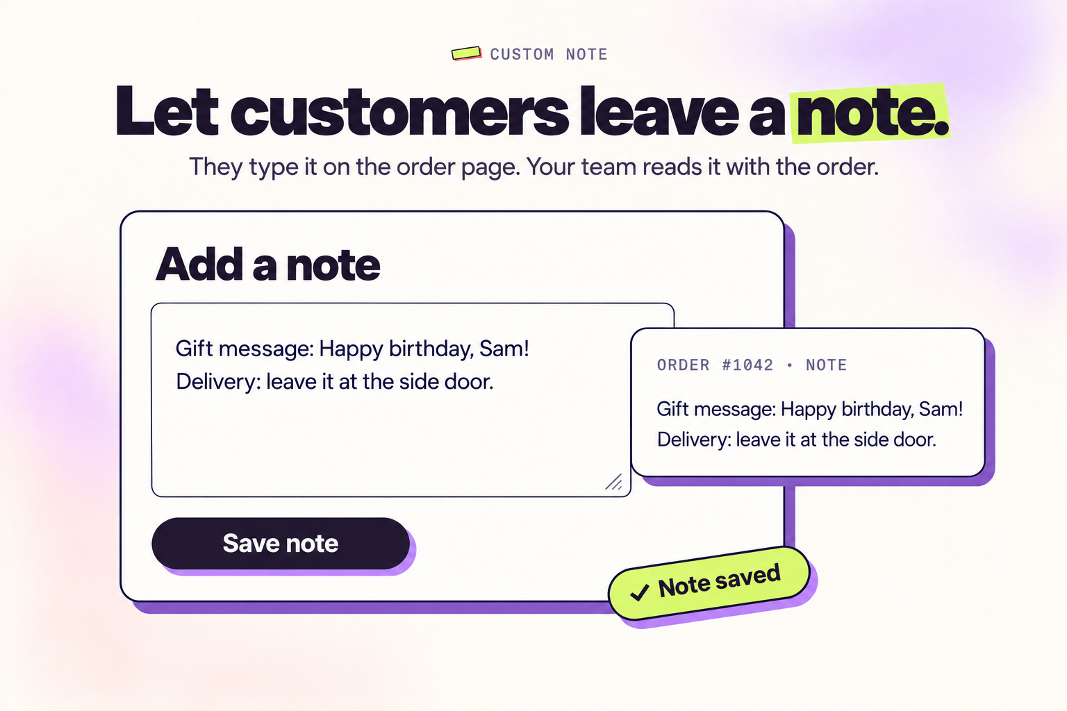 Sección de nota personalizada