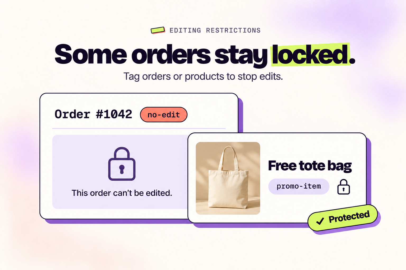 Restricciones de edición de pedidos