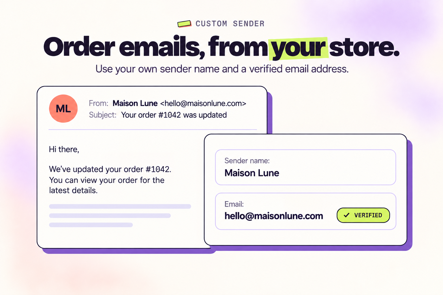 Configuración de correo de remitente personalizado
