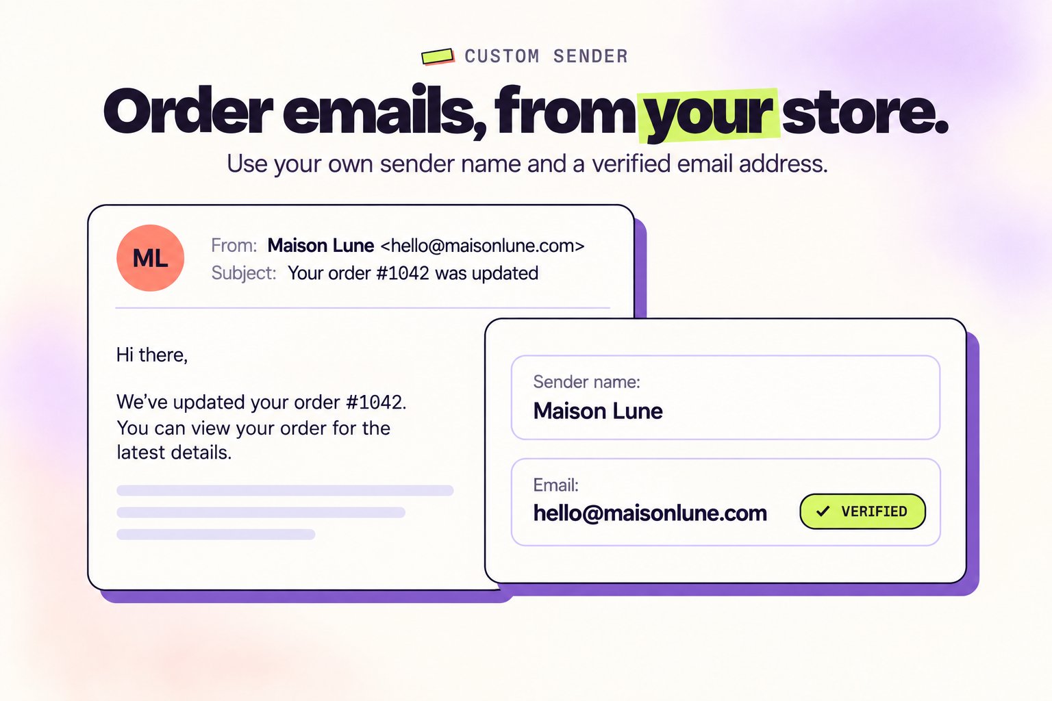 Custom sender email configuration Custom Sender Email Setup