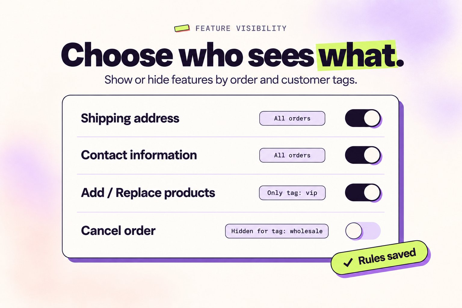 Feature visibility rules configuration Feature Visibility Rules