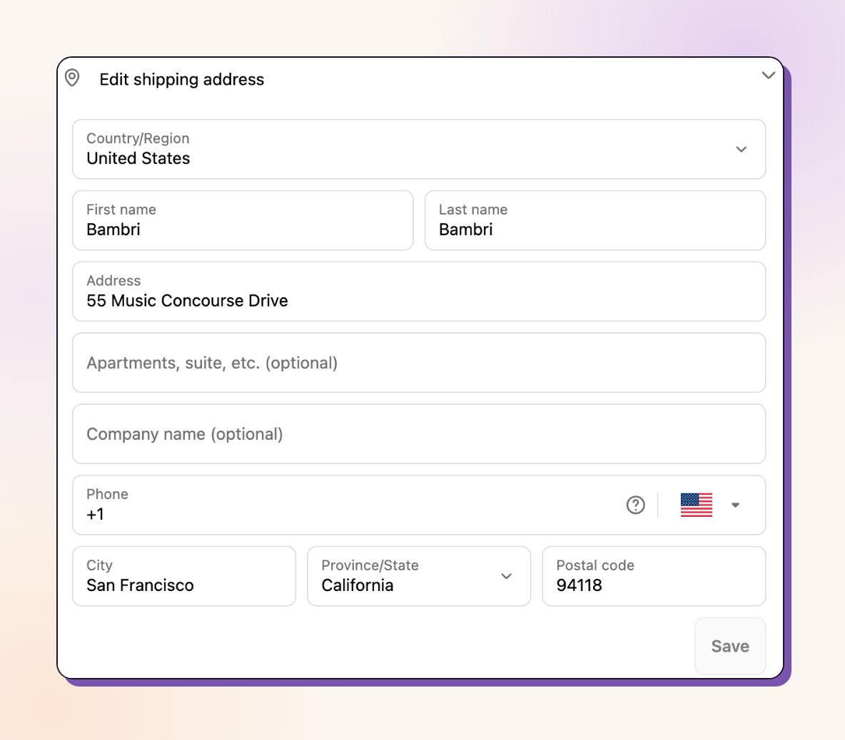 Revize shipping address update widget on order status page