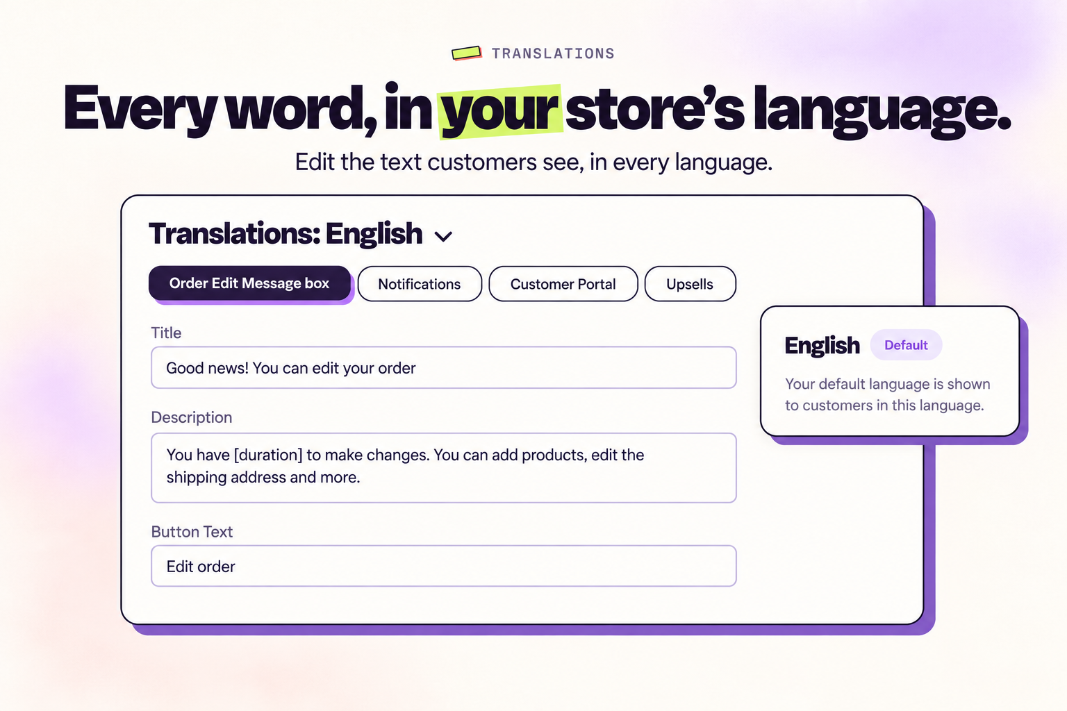Traductions et personnalisation du texte Revize
