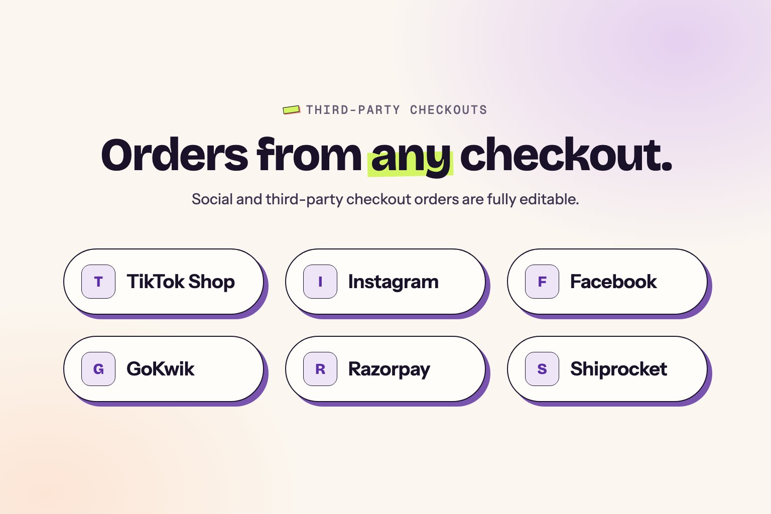 Integration externer Checkouts Unterstützung für Drittanbieter-Checkouts