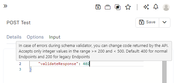 Run API Inputs validate response Run API Inputs validate response