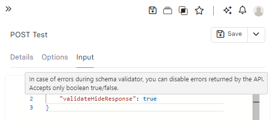 Run API Inputs validate hide response Run API Inputs validate hide response