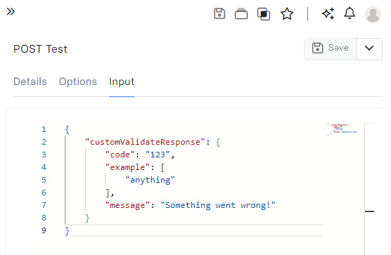 Run API Inputs custom validate response Run API Inputs custom validate response