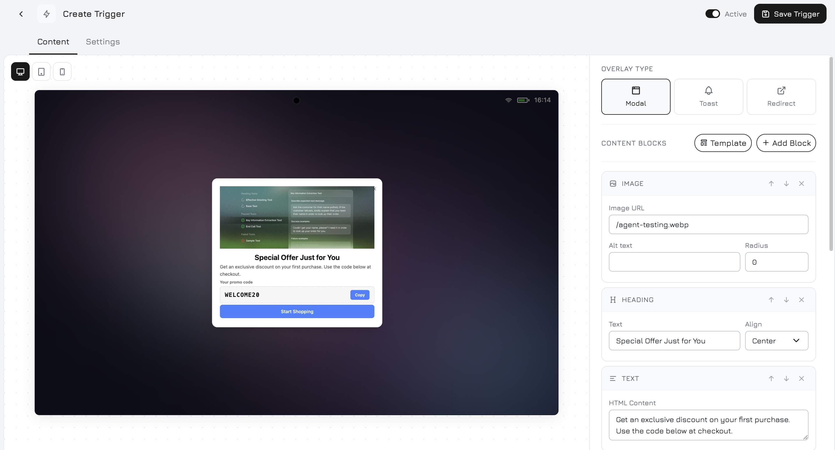 Create trigger editor