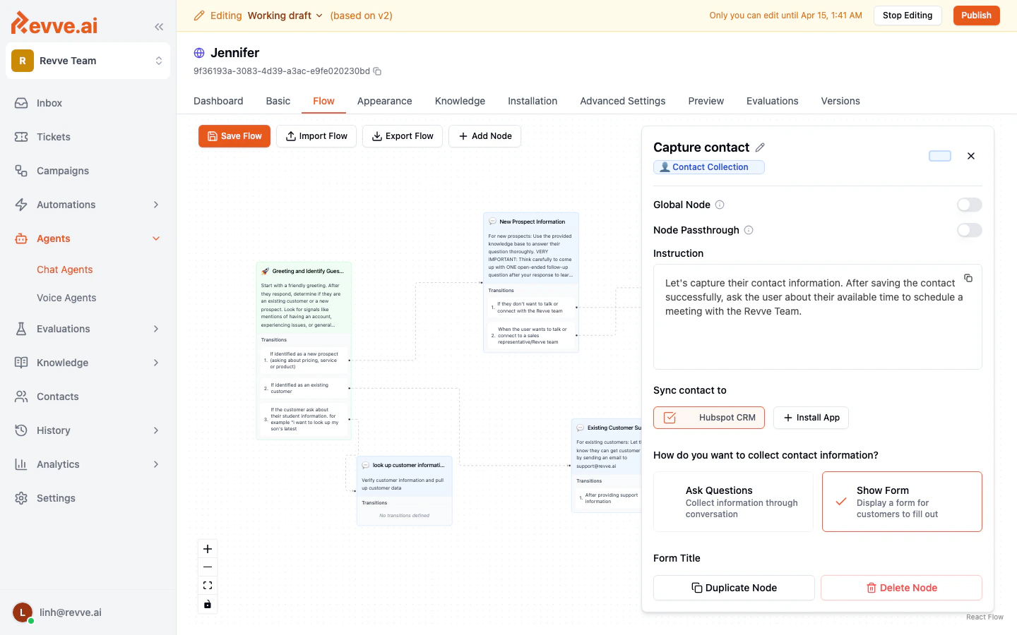 A Contact Collection node on the canvas
