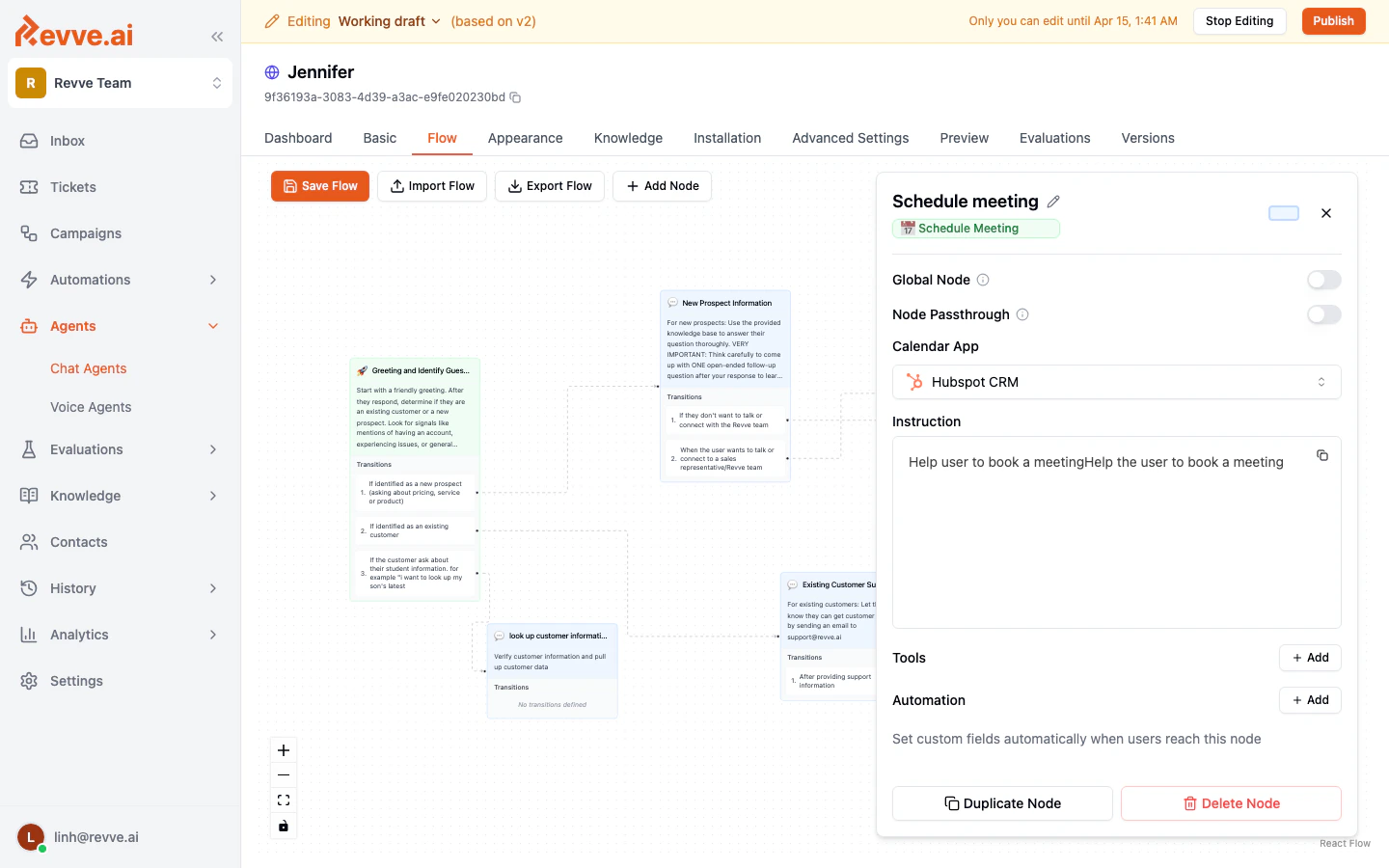 A Schedule Meeting node on the canvas