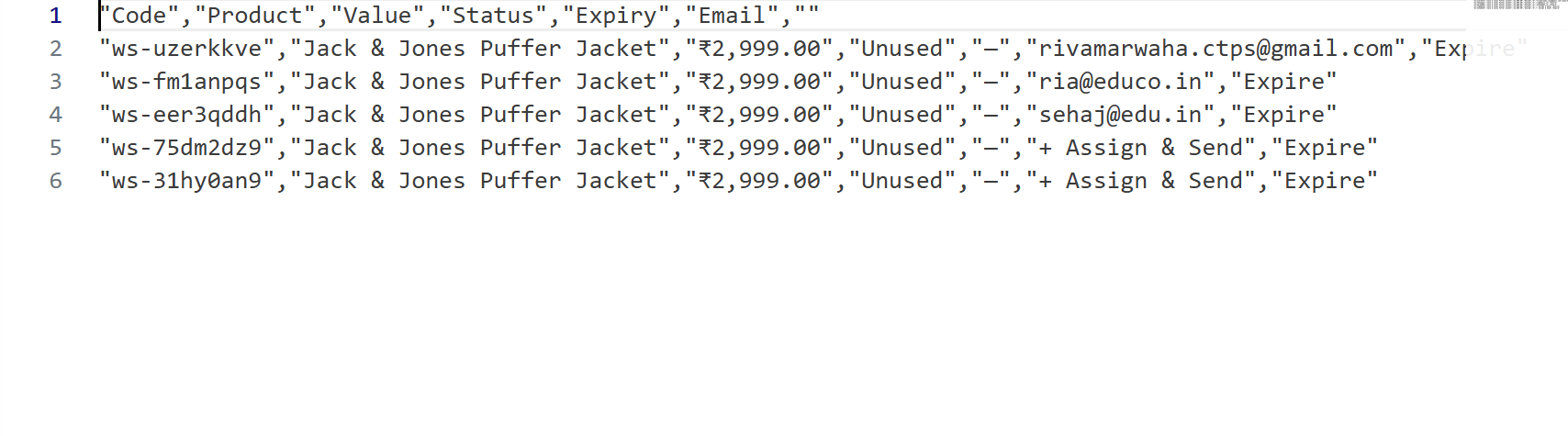 Couponcsv