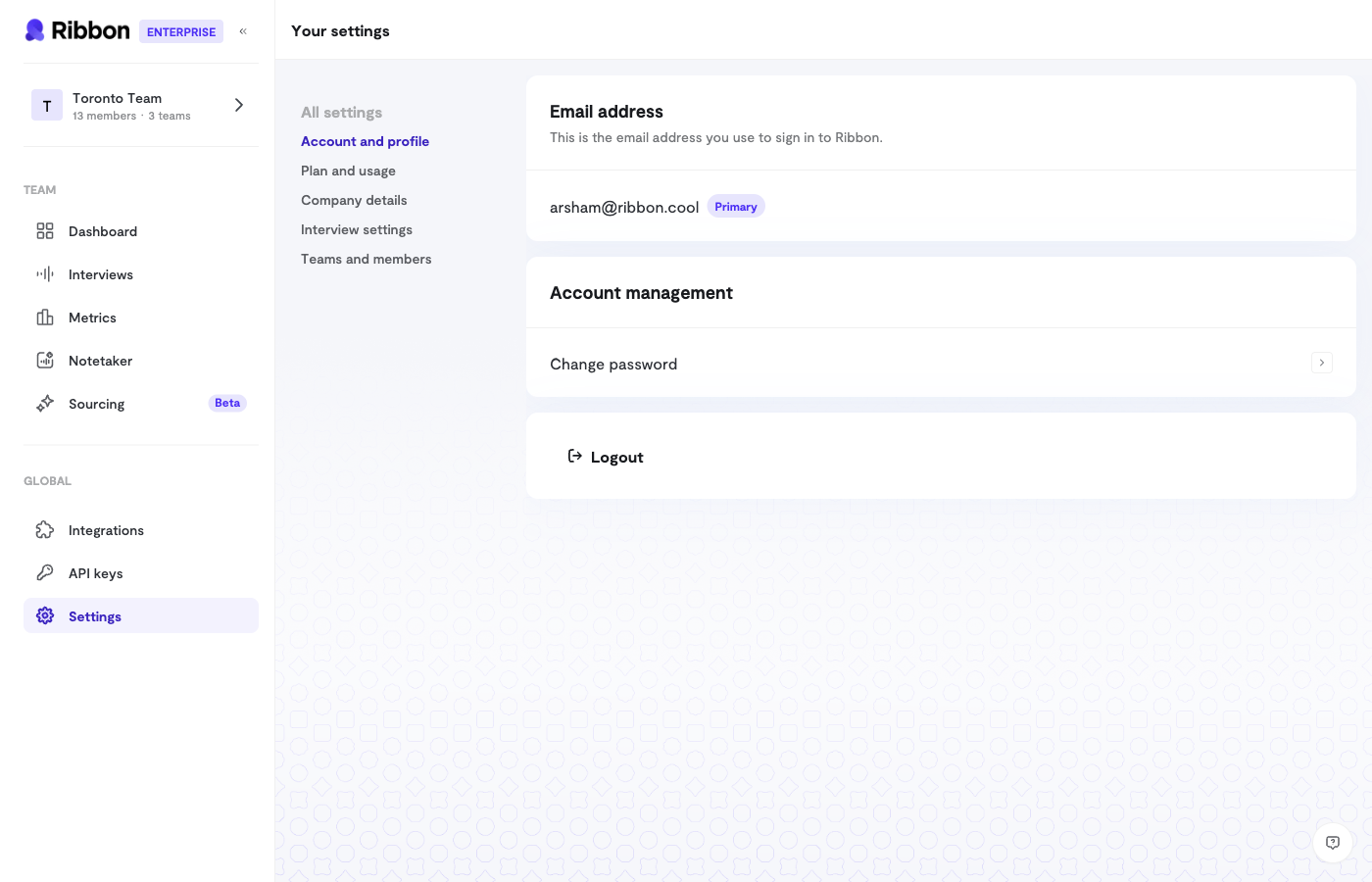 Interview Settings - Ribbon API Documentation