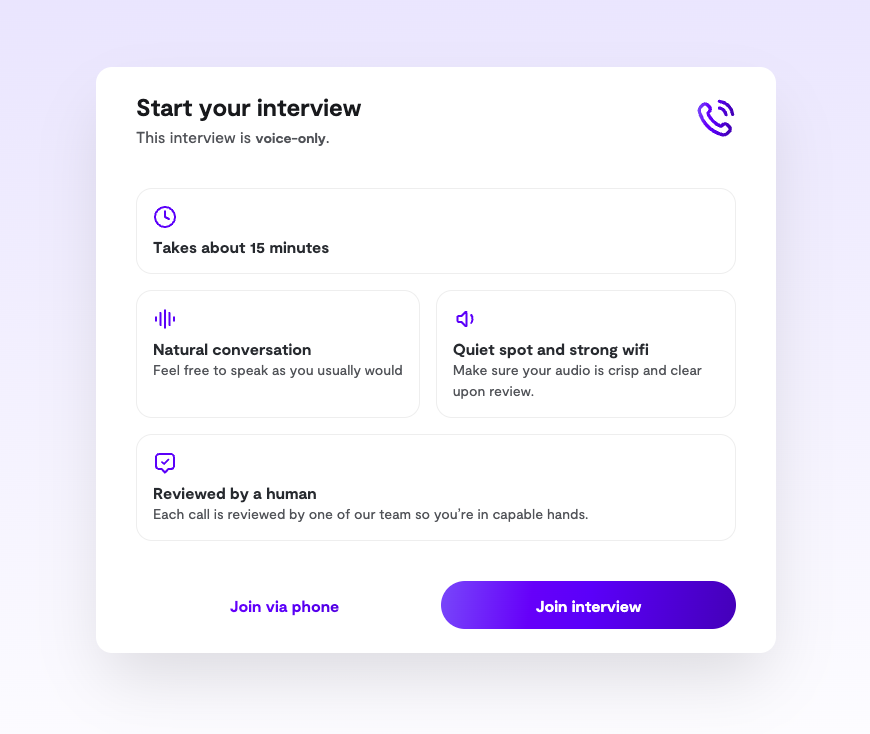 Quick start: conducting general interviews - Ribbon API Documentation