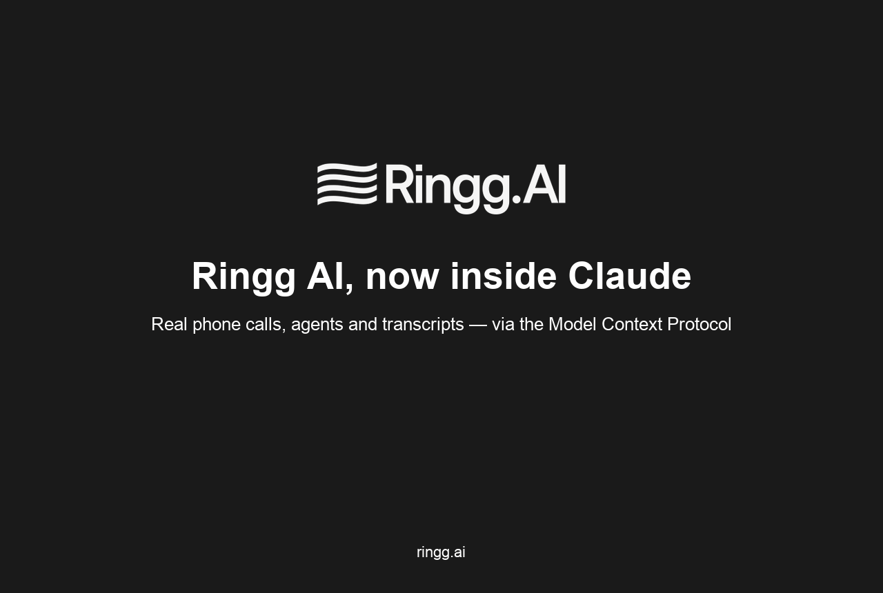 Animated demo of Claude calling Ringg AI tools through MCP