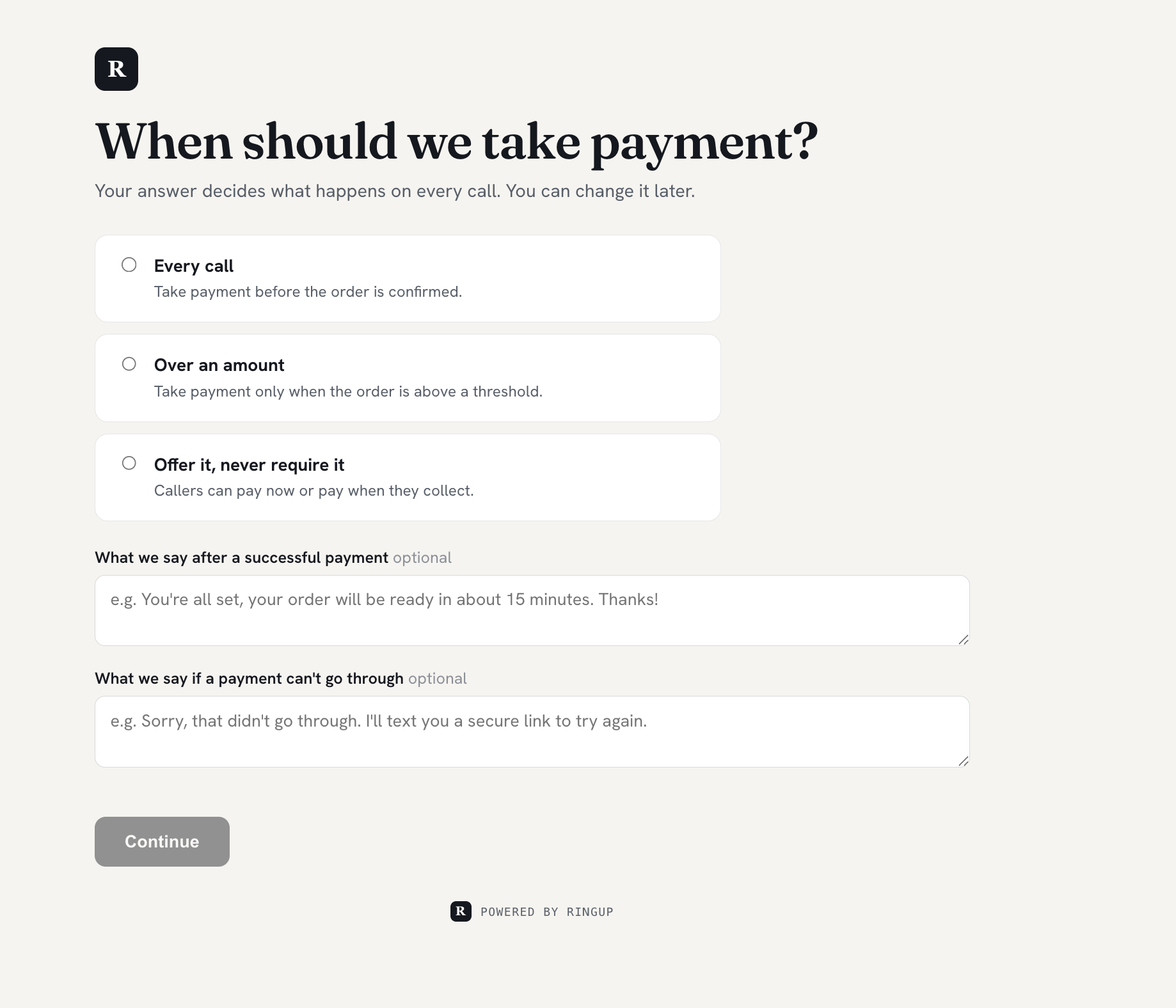 When should we take payment